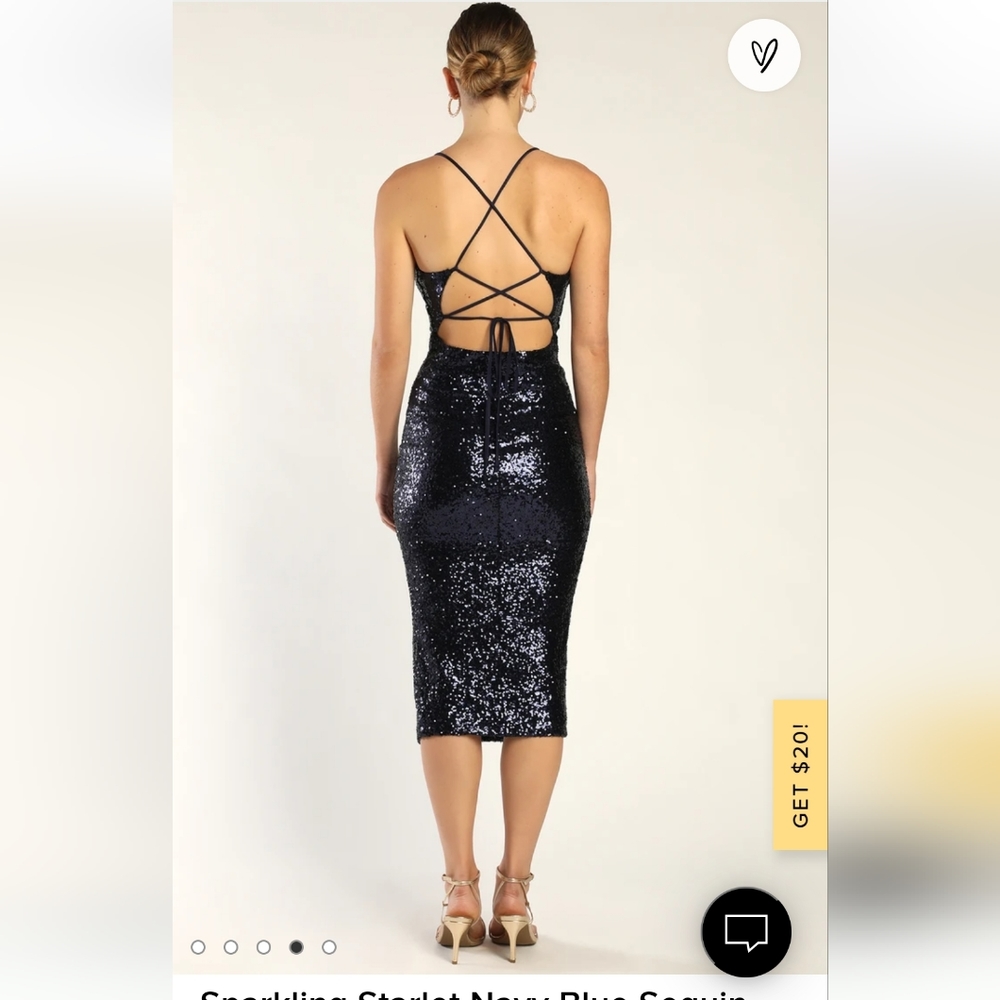 Lulu's navy sequin lace up midi dress - Picture 4 of 6